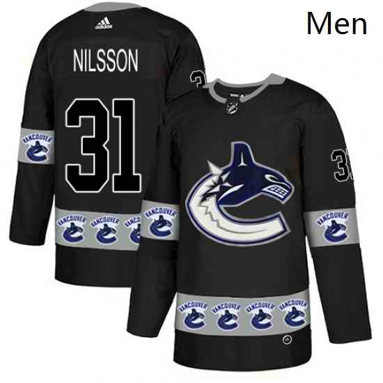 Mens Adidas Vancouver Canucks 31 Anders Nilsson Authentic Black Team Logo Fashion NHL Jersey